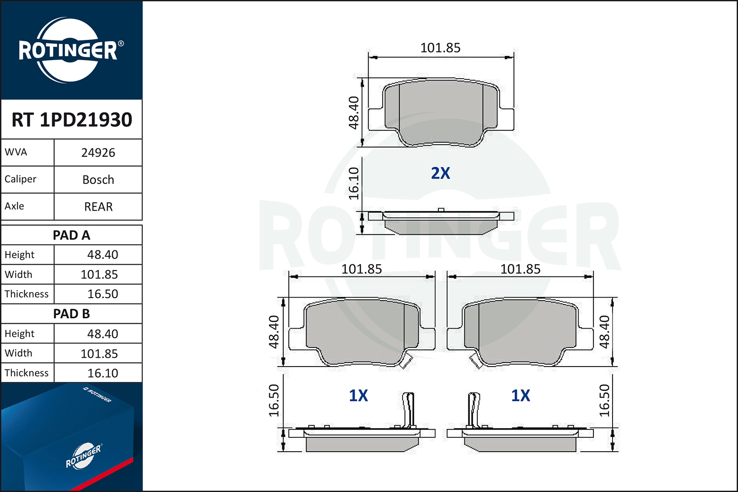 ROTINGER Fékbetét, mind RT1PD21930_ROT